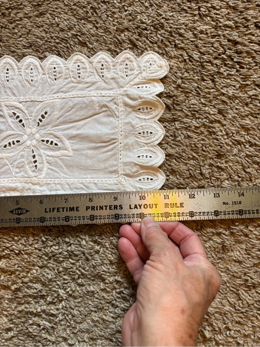 White Embroidered Eyelet Lace Rectangular Doily - Home Accents